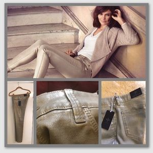 NYDJ Metallic Gold, Pyrite Coated Jeans / Leggings